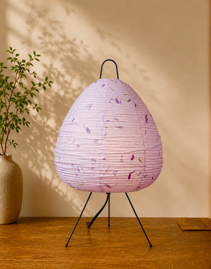 Japanese Washi Paper Lamp Botanical Purple Color